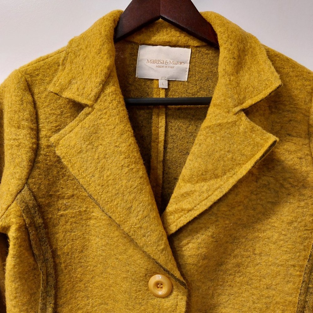 MARISA & MARIE Italian Made Wool Blend Tailored Blazer - Mustard - Size L/M - Picture 3 of 9